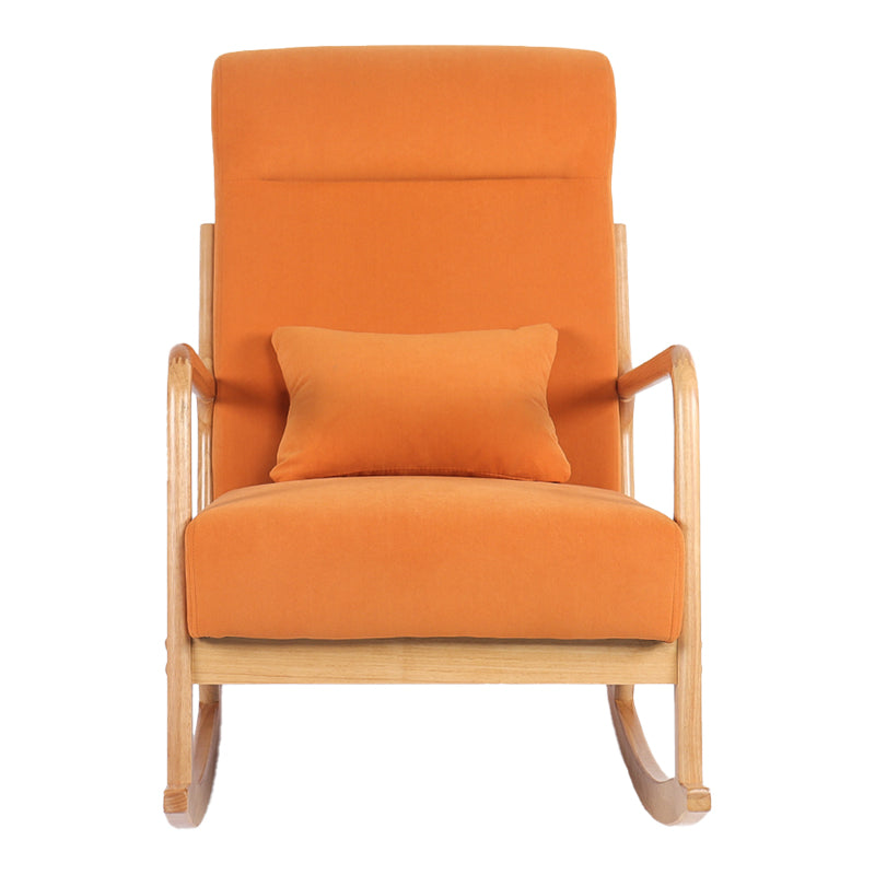 Rocking Armchair Edeldy Orange Fabric with Natural Wood Legs 102x66x99