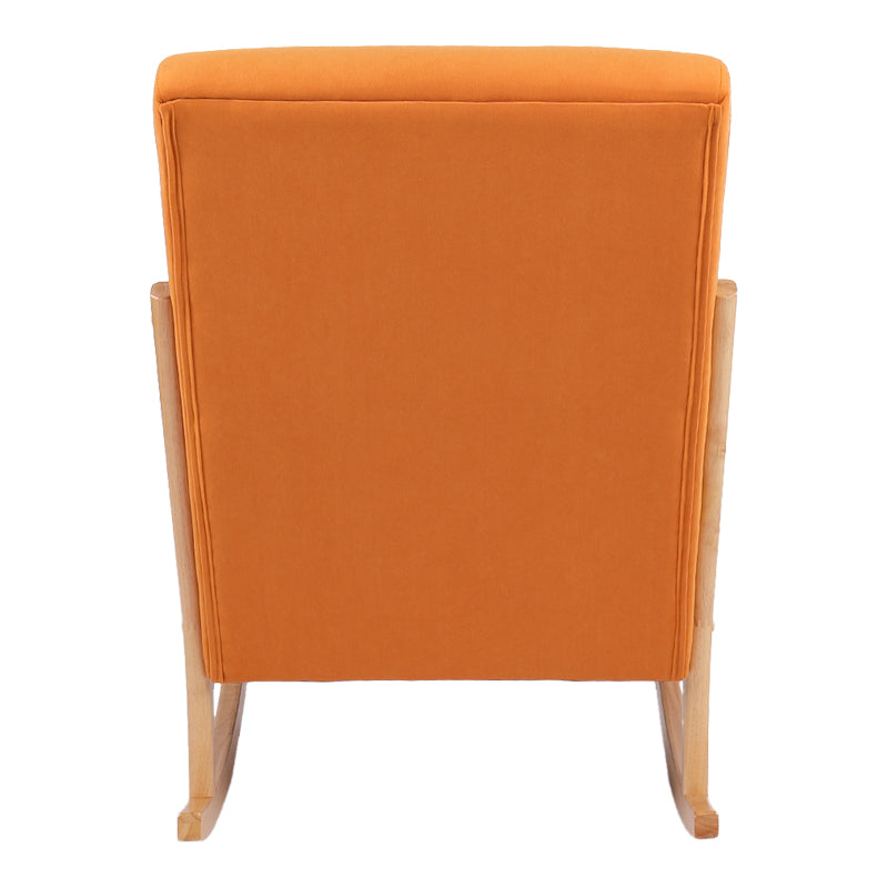 Rocking Armchair Edeldy Orange Fabric with Natural Wood Legs 102x66x99