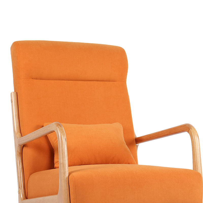 Rocking Armchair Edeldy Orange Fabric with Natural Wood Legs 102x66x99