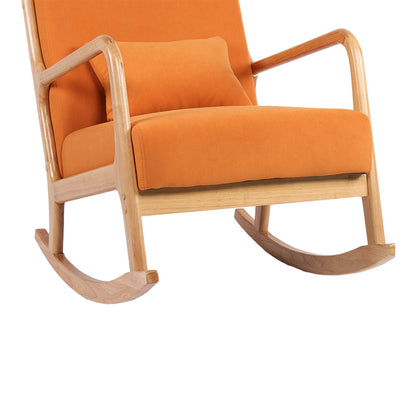 Rocking Armchair Edeldy Orange Fabric with Natural Wood Legs 102x66x99
