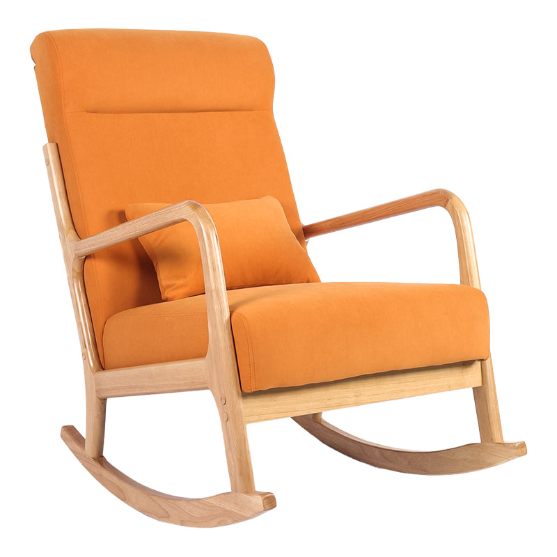Rocking Armchair Edeldy Orange Fabric with Natural Wood Legs 102x66x99