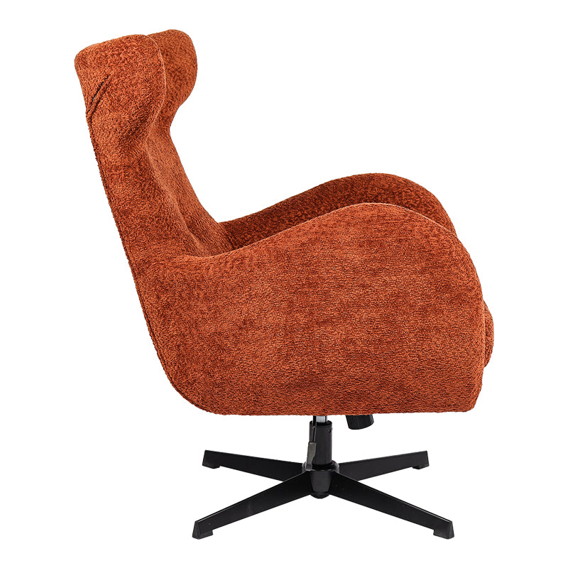 Swivel Armchair Zefrina Terracotta Fabric with Black Base 77x82x100-107