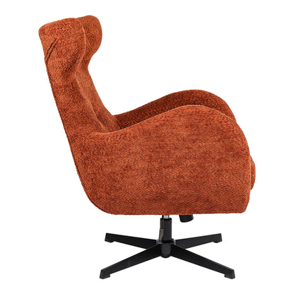 Swivel Armchair Zefrina Terracotta Fabric with Black Base 77x82x100-107