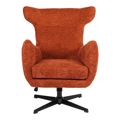 Swivel Armchair Zefrina Terracotta Fabric with Black Base 77x82x100-107