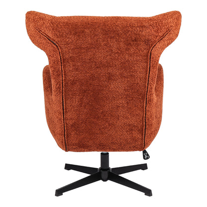 Swivel Armchair Zefrina Terracotta Fabric with Black Base 77x82x100-107