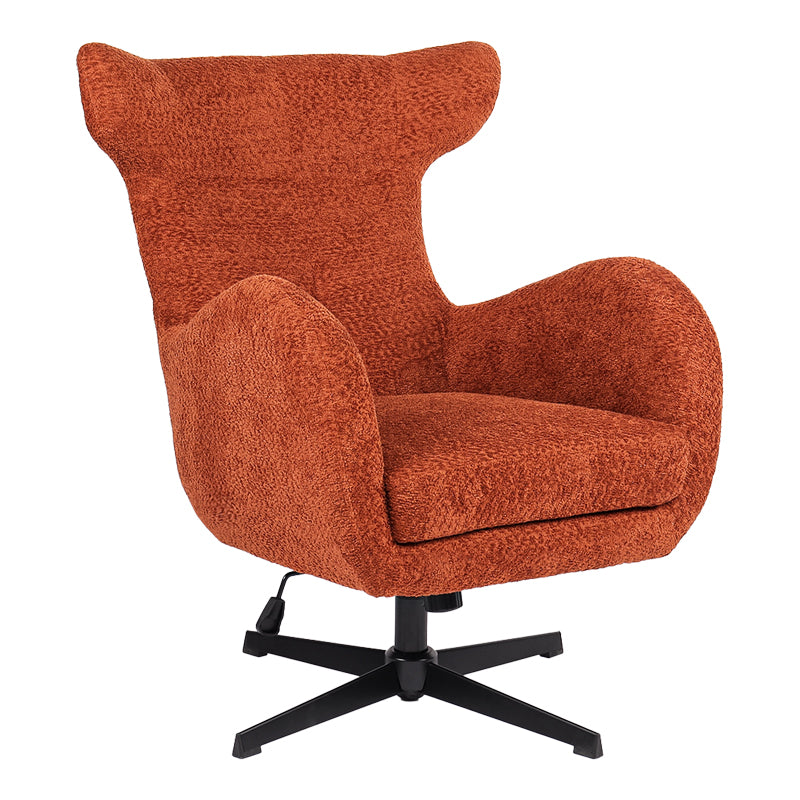 Swivel Armchair Zefrina Terracotta Fabric with Black Base 77x82x100-107