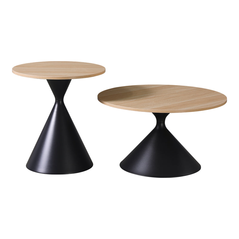 Hemena Coffee Table Set of 2 in Black-Natural Shade