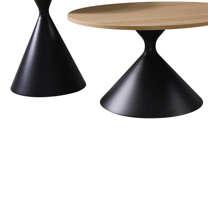 Hemena Coffee Table Set of 2 in Black-Natural Shade