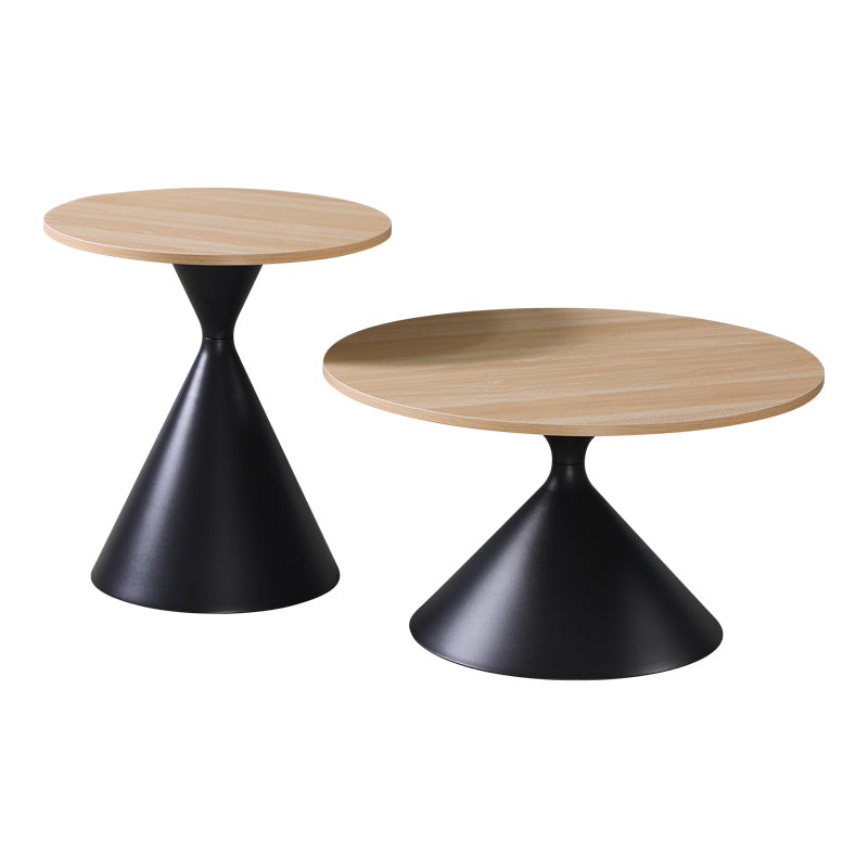 Hemena Coffee Table Set of 2 in Black-Natural Shade