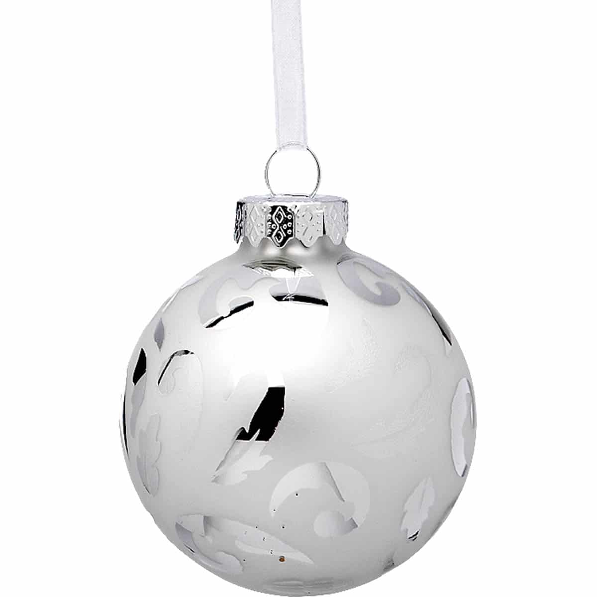 Μπάλα Γυάλινη Ασημί 7εκ S/3