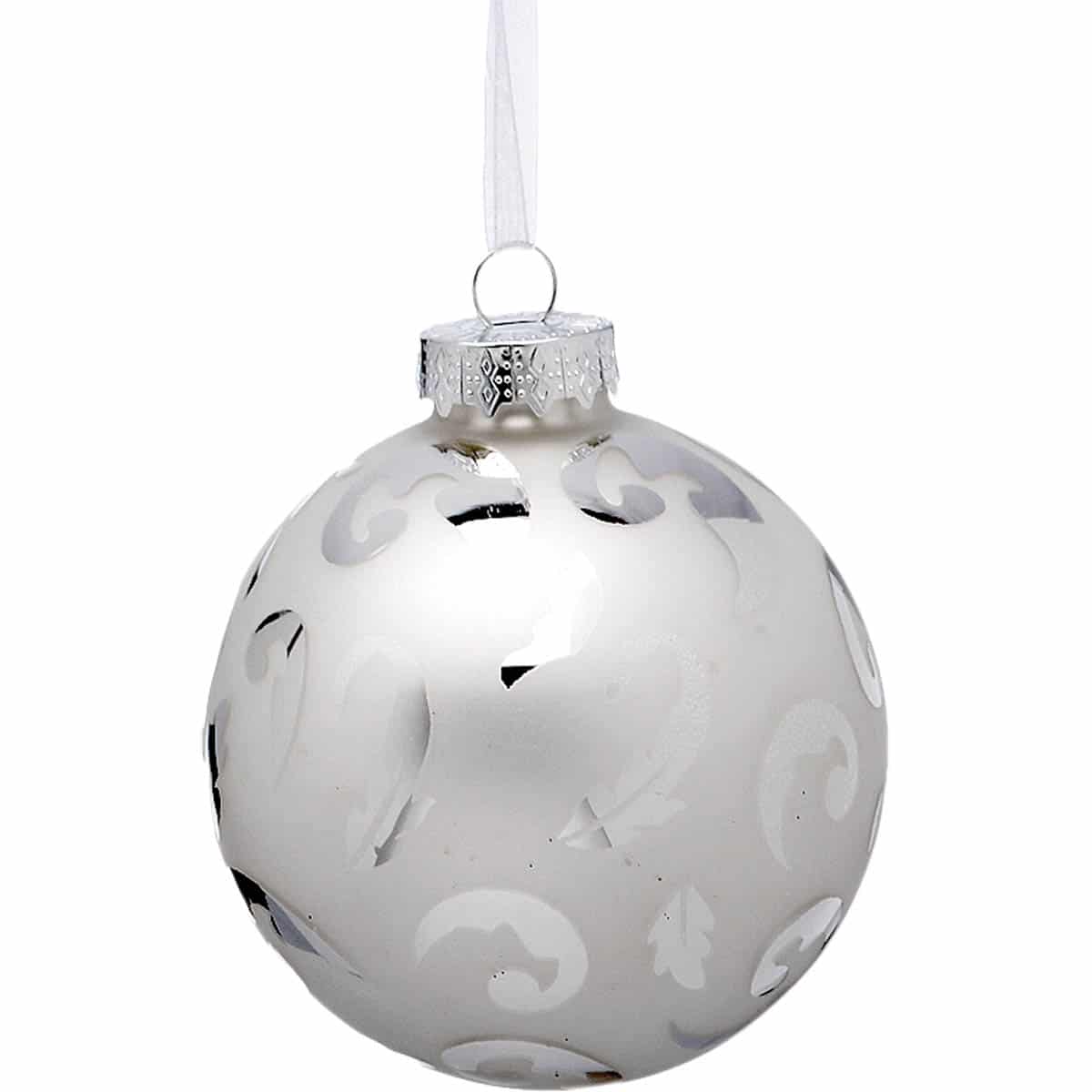 Μπάλα Γυάλινη Ασημί 9εκ S/3