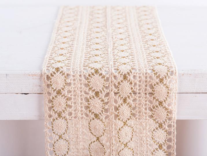 Ράννερ Δαντέλα 23εκ Εκρού/Χρυσό