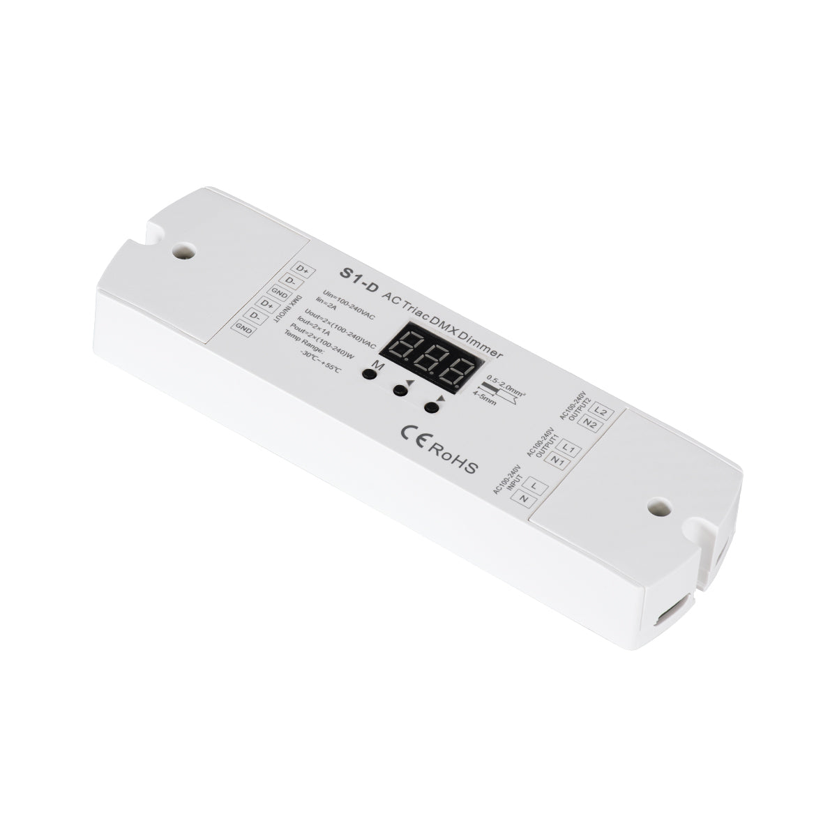 SKYDANCE-S1-D 70671 AC Trailing Edge DMX Dimmer με 2 x 1A 240W Κανάλια AC 220-240V 2A 480W Max IP20 - DMX512 & RDM - Μ16.7 x Π5 x Υ2.4