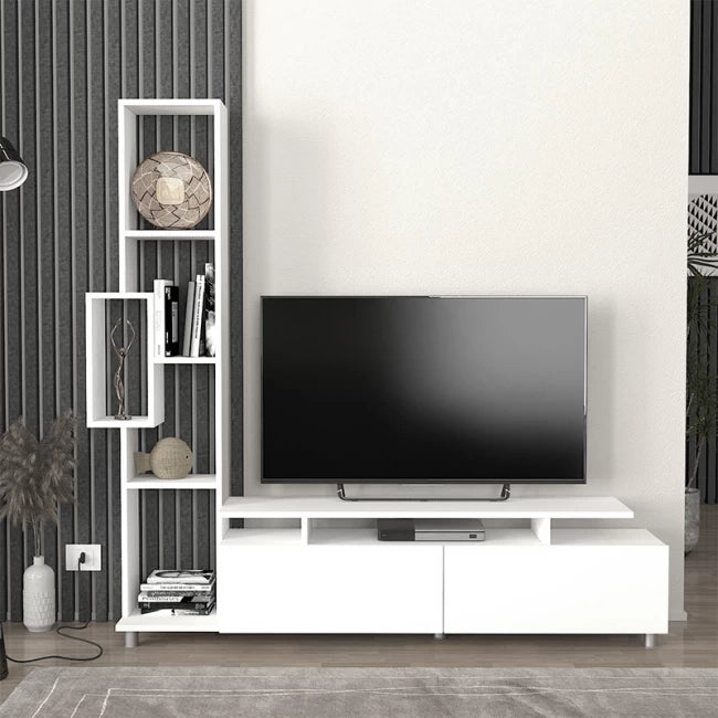 Tulip TV Unit Made of Melamine Color White 160x29.5x160