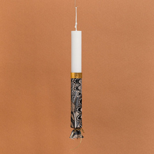 Λαμπάδα Στολισμένη Boho Leaves σε Συσκευασία Δώρου