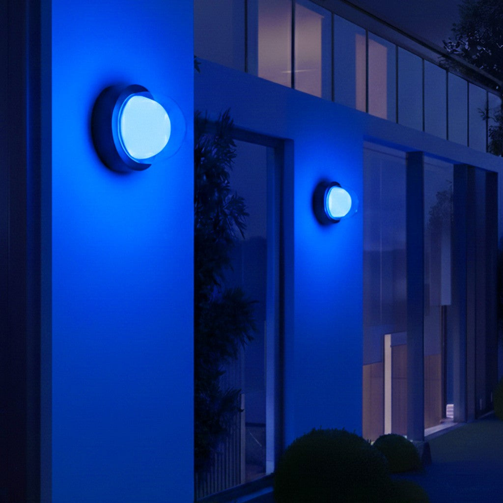 NEXA KLV-101-0249 Φωτιστικό Τοίχου / Απλίκα LED 6W 360lm 180° AC 220-240V Αδιάβροχο IP65 Μπλε - Sanan SMD Chip & TÜV SÜD Driver - Μαύρο Ματ - Μ11 x Π8.5 x Υ11