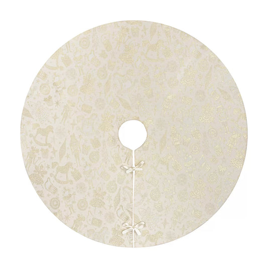 Ποδιά Δέντρου Ζακάρ Καρυοθραύστης με Χρυσό Λούρεξ 90εκ