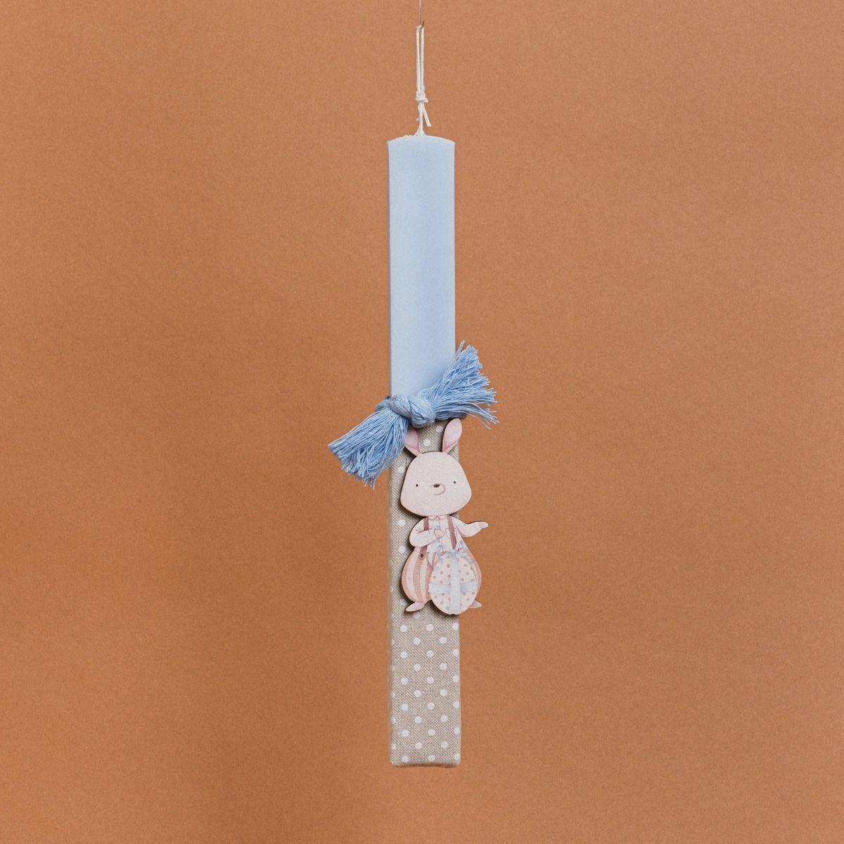 Λαμπάδα Στολισμένη “Λαγός” Σιέλ σε Συσκευασία Δώρου