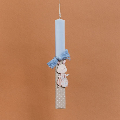 Λαμπάδα Στολισμένη “Λαγός” Σιέλ σε Συσκευασία Δώρου