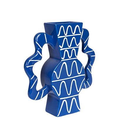 ΒΑΖΟ ΚΕΡΑΜΙΚΟ ΜΠΛΕ ΜΕ ΛΕΥΚΕΣ ΓΡΑΜΜΕΣ ΜΕ ΧΕΡΟΥΛΙΑ 38x8x36