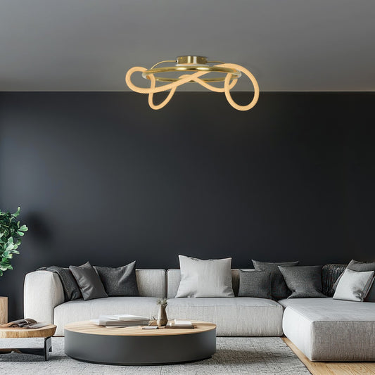 GLOW KLV-101-0149 Φωτιστικό Οροφής LED 34W 3400lm 360° AC 220-240V IP20 Ρυθμιζόμενο Λευκό CCT με Χειριστήριο από 2700K έως 6000K Dimmable - Lumileds SMD Chip - Χρυσό Πλατίνα - Μ60 x Π60 x Υ30