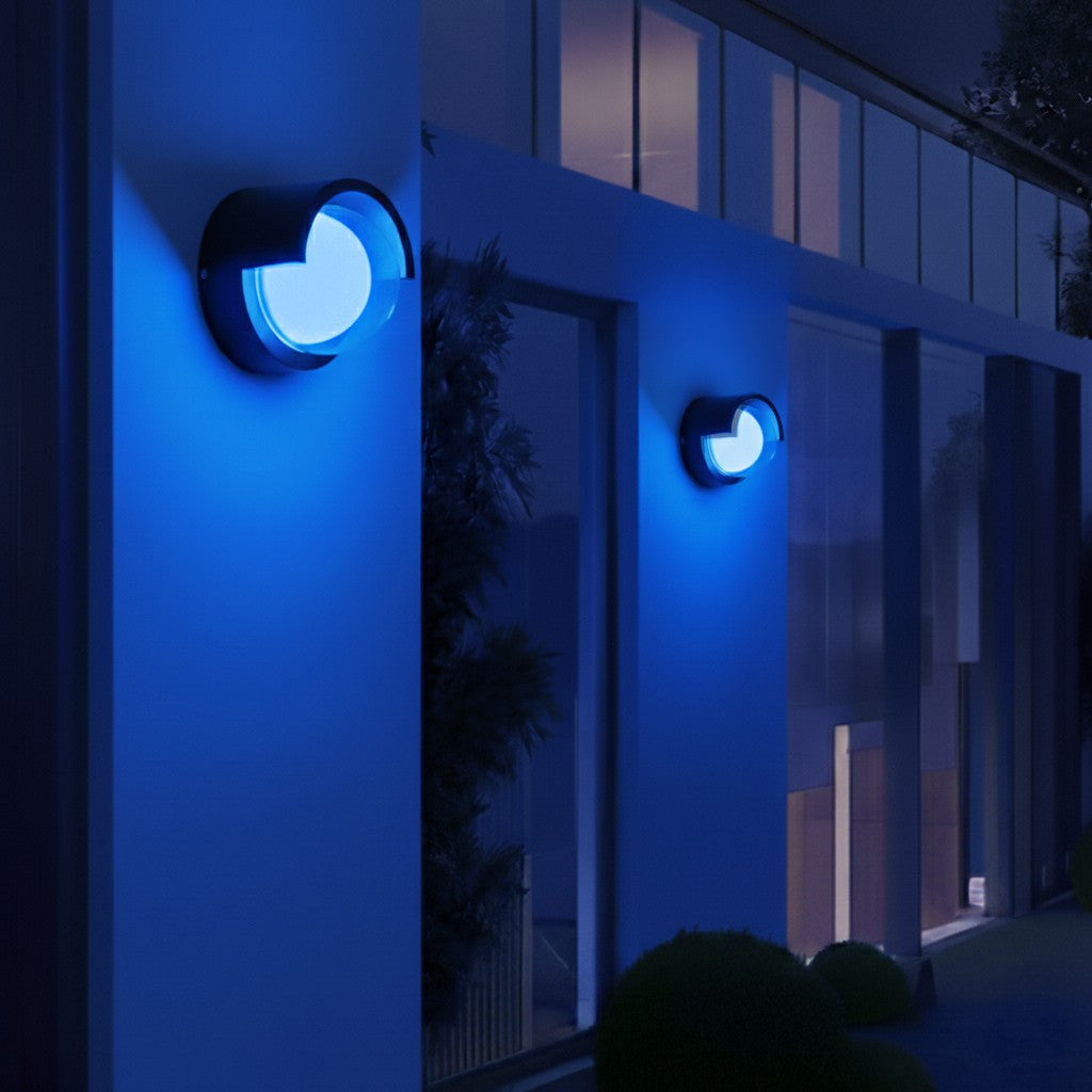 NEXA KLV-101-0253 Φωτιστικό Τοίχου / Απλίκα LED 6W 360lm 180° AC 220-240V Αδιάβροχο IP65 Μπλε - Sanan SMD Chip & TÜV SÜD Driver - Μαύρο Ματ - Μ11 x Π9 x Υ11