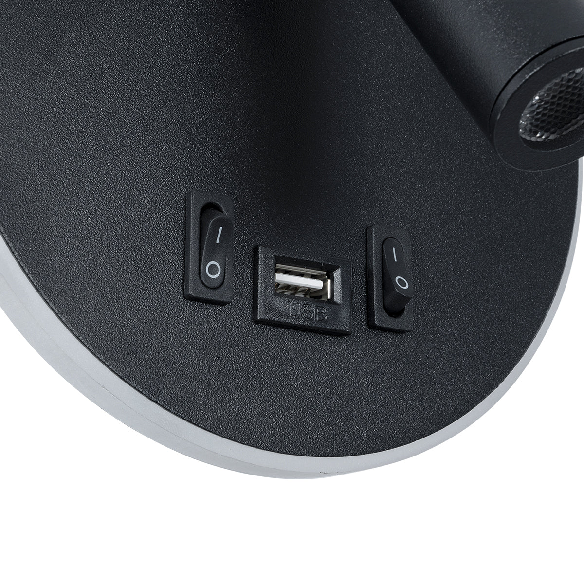 LADY-R 60938 Μοντέρνο Φωτιστικό Τοίχου - Απλίκα Ξενοδοχείου Reading Light με Φορτιστή USB 3A LED 6W 600lm 36° & 360° AC 220-240V IP20 Φυσικό Λευκό 4500K - Bridgelux COB Chip & TÜV SÜD Driver - Μαύρο Ματ - Μ15 x Π15 x Υ7