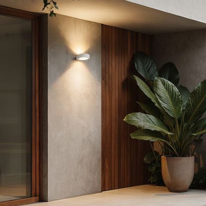 AURA KLV-101-0115 Φωτιστικό Τοίχου / Απλίκα LED 7W 875lm 45° AC 220-240V Αδιάβροχο IP65 Θερμό Λευκό 2700K - Bridgelux COB Chip & TÜV SÜD Driver - Λευκό Ματ - Μ15 x Π13 x Υ4.5