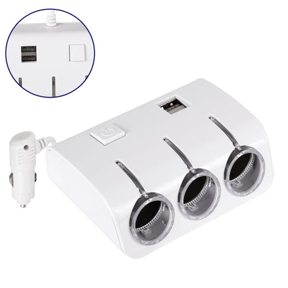 81807 Πολύπριζο - Φορτιστής Αυτοκινήτου 2 x USB 3.1A & 3 x Θύρες Αναπτήρα Αυτοκινήτου DC 12-24V Max 60W Μαύρο Λευκό