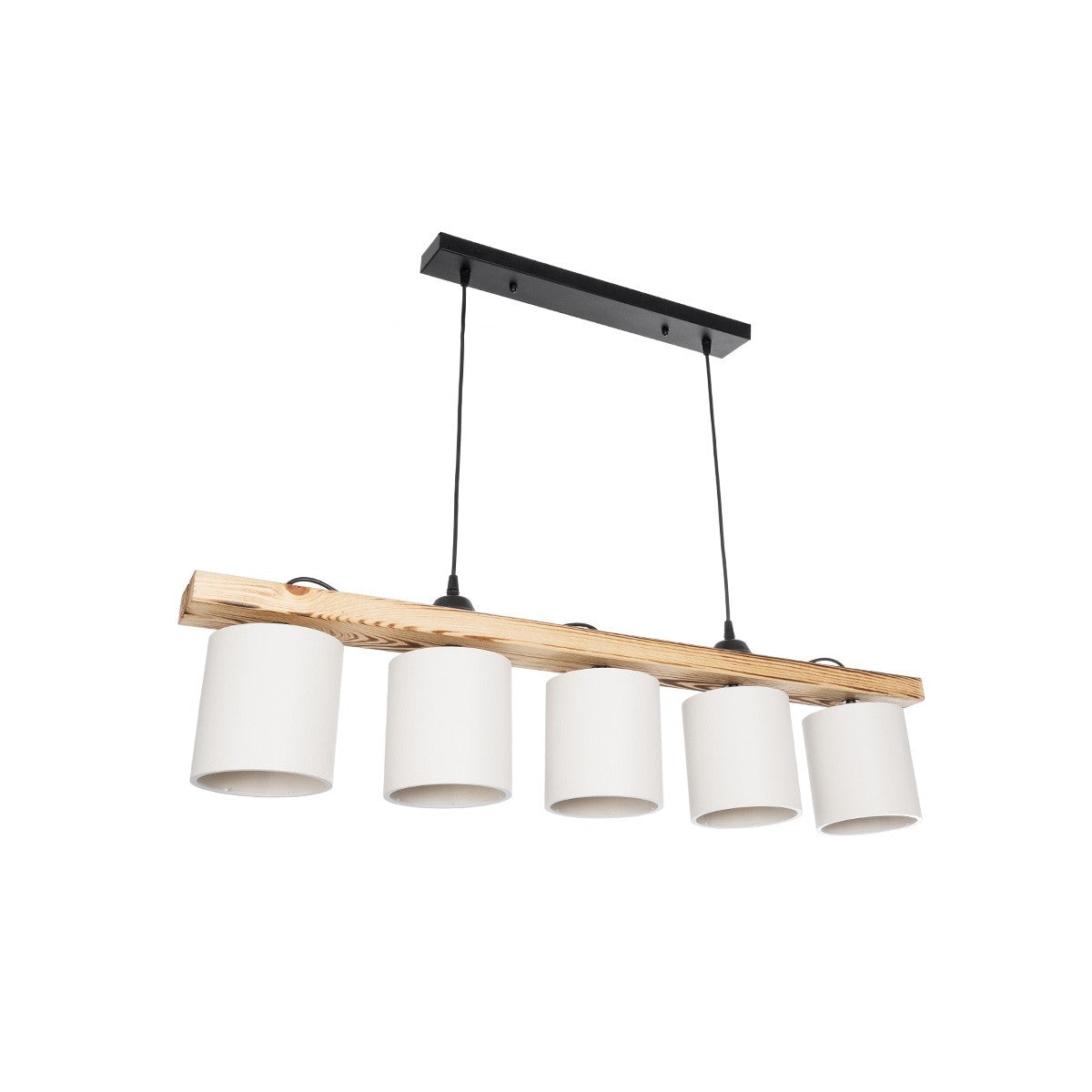 CUP 203-0054 Vintage Κρεμαστό Φωτιστικό Ράγα Πολύφωτο 5 x E27 IP20 Καρυδί Ξύλο Με Λευκό Καπέλο- Μ100 x Π15 x Υ73cm