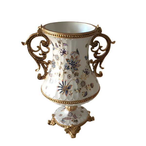 ΒΑΖΟ ΠΟΡΣΕΛΑΝΗ ΜΕ ΠΟΛΥΡΕΖΙΝ ΛΕΥΚΟ-ΧΡΥΣΟ ΜΕ ΛΟΥΛΟΥΔΙΑ 21x18x37