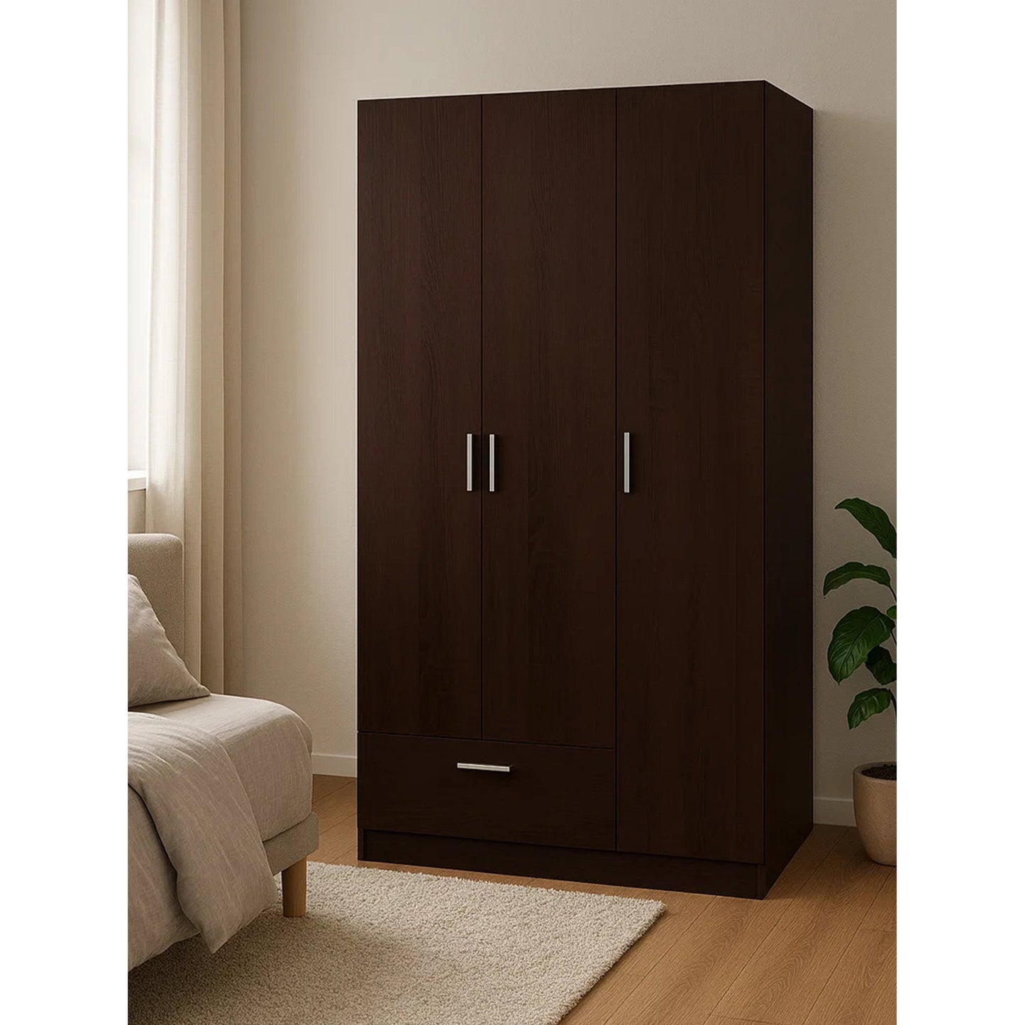 Ντουλάπα Wilson 3DS Τρίφυλλη Wenge 90x45x180