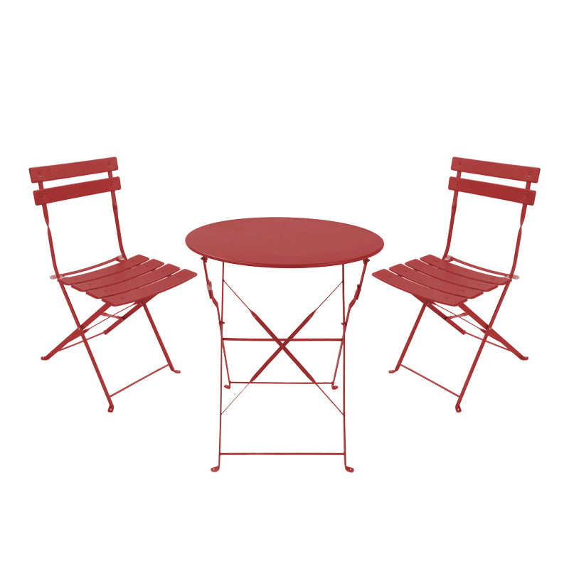 Τραπεζαρία Bistro Σετ 3 Τεμ Μεταλλική Αναδιπλούμενη σε Terracotta Απόχρωση Φ60x71