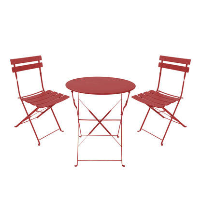 Τραπεζαρία Bistro Σετ 3 Τεμ Μεταλλική Αναδιπλούμενη σε Terracotta Απόχρωση Φ60x71