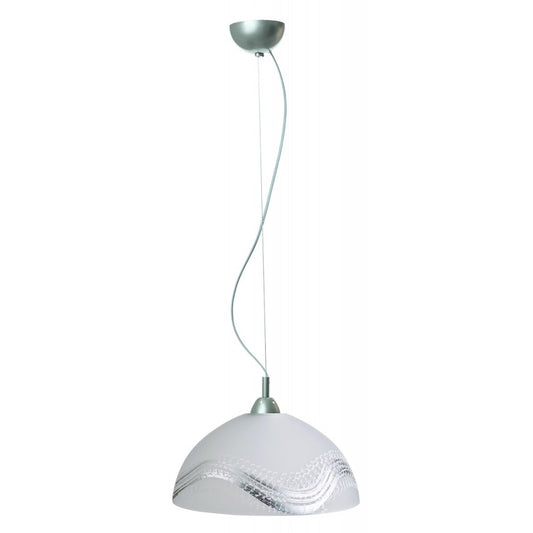 Φωτιστικό Μονόφωτο Γυαλί Λευκό/Ασημί Ε27 Φ36