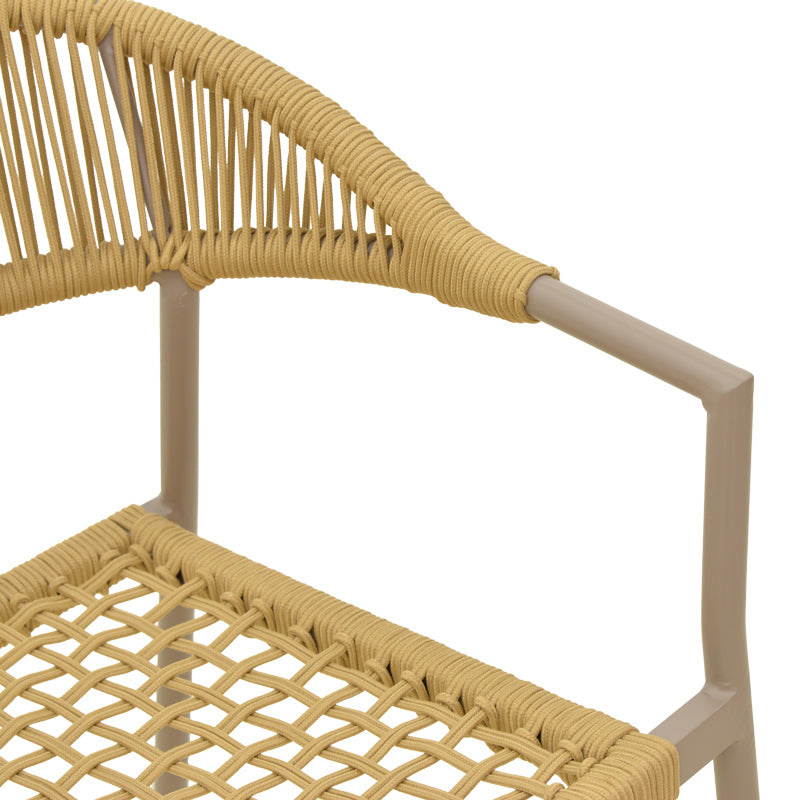 Πολυθρόνα Ammos Στοιβαζόμενη Αλουμίνιο Μόκα-PE Σχοινί σε Φυσική Απόχρωση 57x61x82