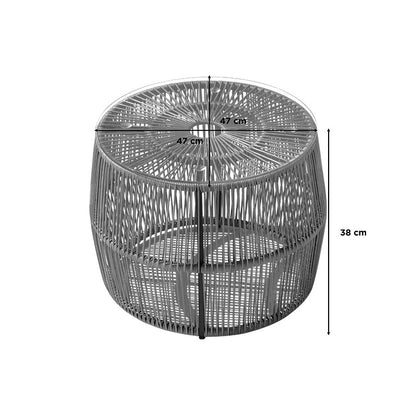 Τραπέζι Adela PE Wicker-Γυαλί σε Φυσική Απόχρωση Φ47x38