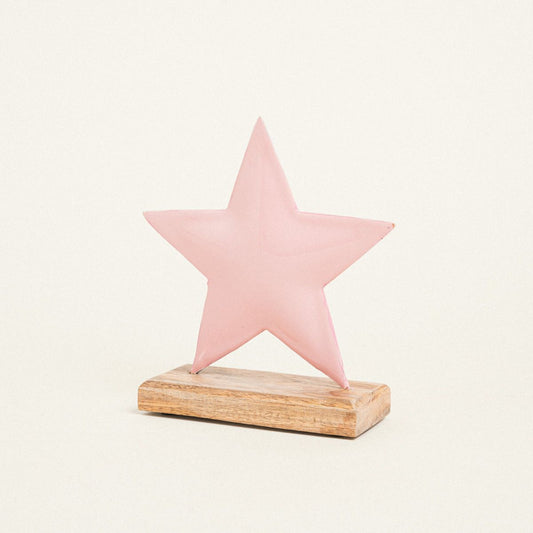Μεταλλικό Αστέρι με Βάση 15x16εκ Ροζ