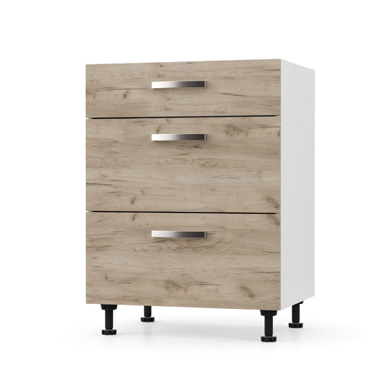 Charlotte Συρταριέρα με Μεταλλικά Χερούλια Δρυς 80x46.5x82