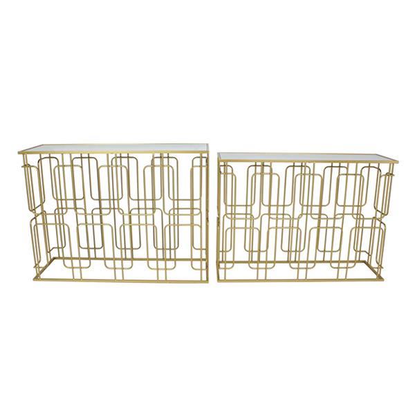 S/2 ΚΟΝΣΟΛΑ ΜΕΤΑΛΛΙΚΗ-ΓΥΑΛΙΝΗ ΧΡΥΣH 107x35.5x79.5/101.5x30.5x74