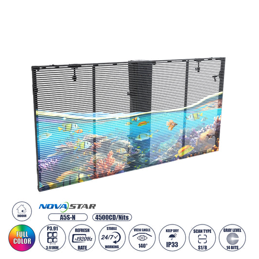 OPTILED 41005 Διάφανη Οθόνη Video Wall P3.91 Καμπίνα 100x50cm LED 110W 3840Hz 32768 Dots ≥4500cd/㎡ Nits AC 220-240V Εσωτερικού Χώρου IP31 Full Color S1/8 14Bits - Κάρτα NovaStar A5S-N - Nationstar SMD1921 & Yuanchi Driver - Μ100 x Π7.5 x Υ50