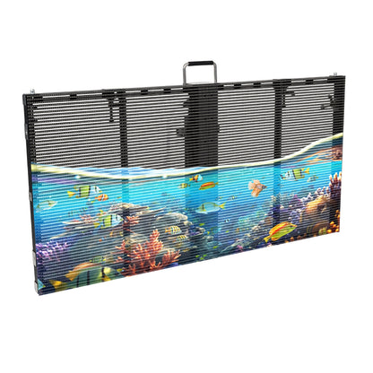 TRUEVIEW 41006 Διάφανη Οθόνη Video Wall P3.91 Καμπίνα 100x50cm LED 130W 3840Hz 32768 Dots ≥4500cd/㎡ Nits AC 220-240V Εξωτερικού Χώρου IP65 Full Color S1/8 14Bits - Κάρτα NovaStar A5S-N - Nationstar SMD1921 & Yuanchi Driver - Μ100 x Π8 x Υ50
