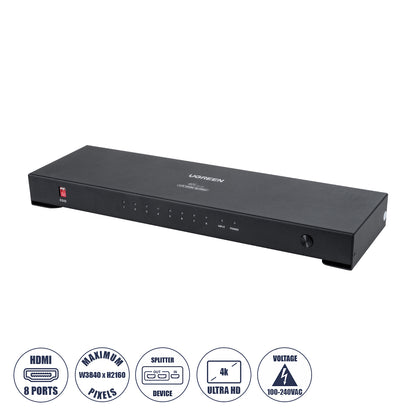 UGREEN-1x8 41020 Ugreen 1x8 All in One 4K HDMI Signal Splitter για LED Video Controllers - Input Signal W3840 x H2160@60Hz - Είσοδος 1 HDMI σε Έξοδο 8 HDMI - AC 220-240V IP20 - Μ30 x Π9 x Υ3.2
