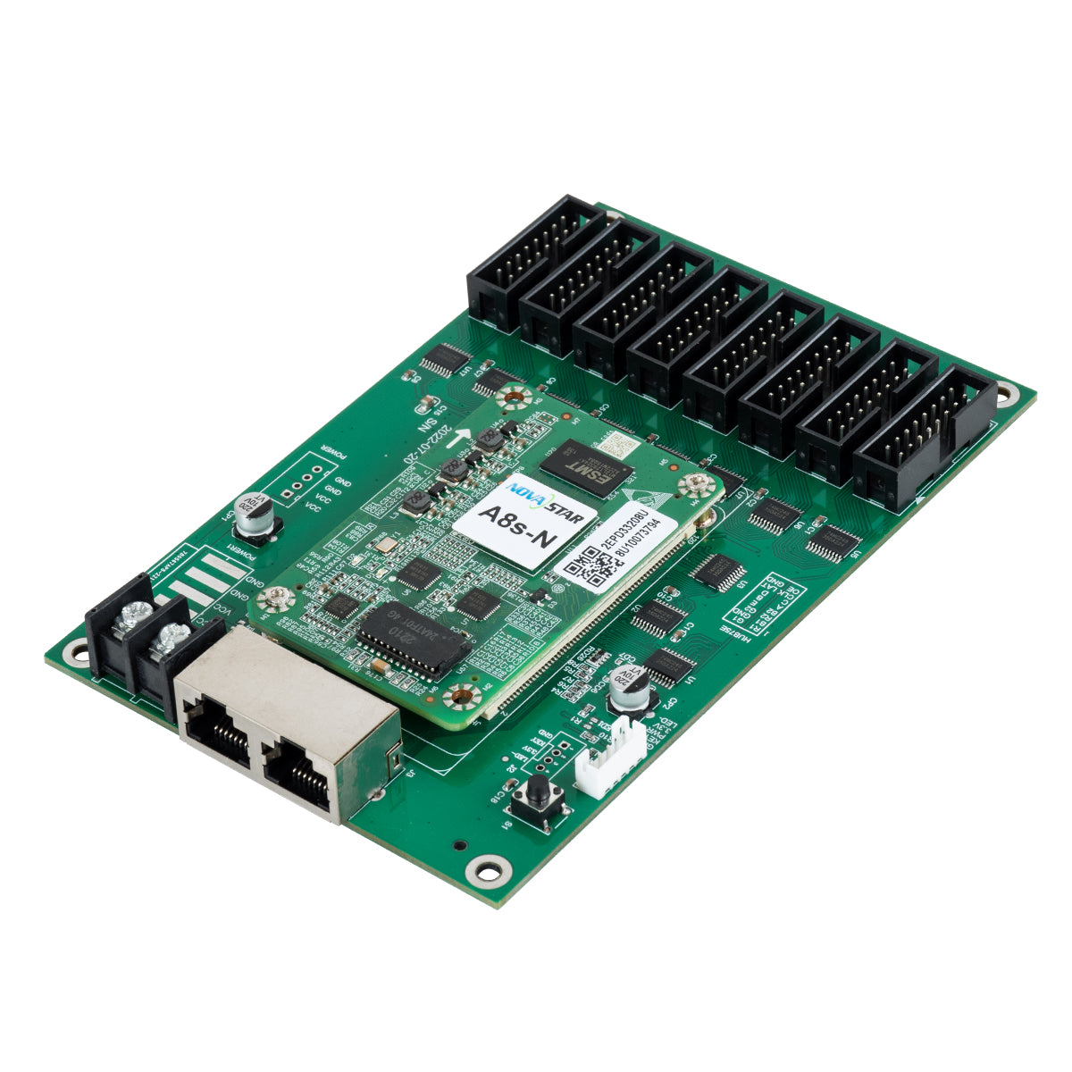 A8S-N+HUB 41022 Novastar A8S-N+HUB Receiving Card για Οθόνες LED Video Wall 8 x HUB75E με Loading Capacity σε Pixel 512 x 384px - Gigabit Network Ethernet Input & Output Ports - DC 5V IP20 - Μ7 x Π4.5 x Υ0.8