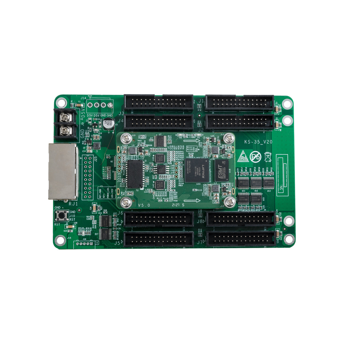 K8S+HUB 41023 Colorlight K8S+HUB-DL-S65 Διαδραστική Receiving Card για Οθόνες LED Video Wall 8 x HUB75E με Loading Capacity σε Pixel 512 x 384px - Gigabit Network Ethernet Input & Output Ports - DC 5V IP20 - Μ14.5 x Π9 x Υ1.5