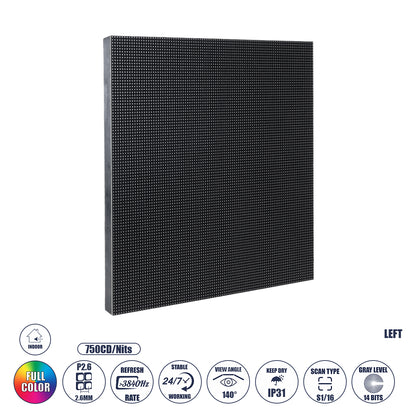 ILLUMINA 41043 Module για Οθόνες Video Wall 25x25cm 96x96px P2.6 LED 40W 3840Hz 9216 Dots ≥750cd/㎡ Nits DC 5V Εσωτερικού Χώρου IP31 Full Color S1/16 14Bits - Kinglight SMD1415 - Αριστερό - Μ25 x Π1.2 x Υ25