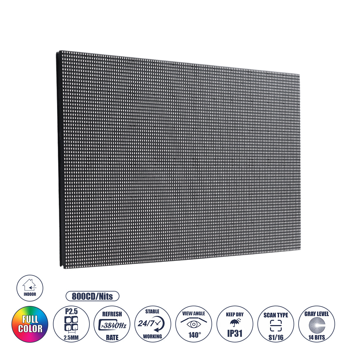 STANDWALL 41055 Module για Οθόνες LED Video Wall 32x16cm 128x64px P2.5 LED 35W 3840Hz 8192 Dots ≥5000cd/㎡ Nits DC 5V Εξωτερικού Χώρου IP65 Full Color S1/16 14Bits - Kinglight SMD1415 - Μ32 x Π1.3 x Υ16