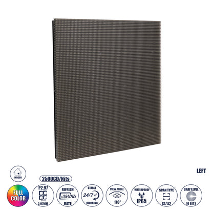 FLOORWALL 41059 Module για Διαδραστική Οθόνη Πατώματος Video Wall 25x25cm 84x84px P2.97 LED 50W 3840Hz 7056 Dots ≥4500cd/㎡ Nits DC 5V Εξωτερικού Χώρου IP65 Full Color S1/42 14Bits - Kinglight SMD1415 - Αριστερό - Μ25 x Π2.5 x Υ25