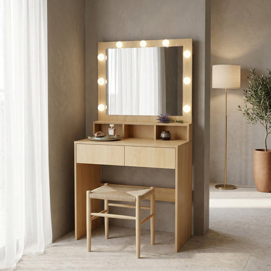 Τουαλέτα Κρεβατοκάμαρας Vanity με LED σε Φυσική Απόχρωση 80x40x140