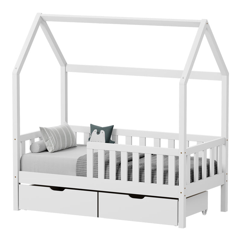 Bendina T. Montessori Children's Bed with 2 Drawers Pine Wood White 90x190cm